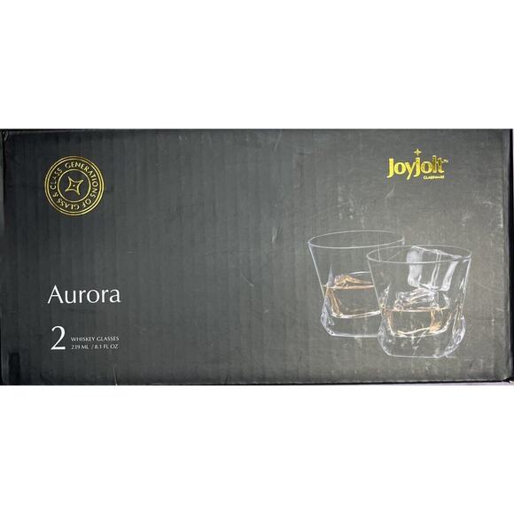 Joyjolt Glassware Two 8oz. Whiskey Glasses - "Aurora" - Picture 1 of 5